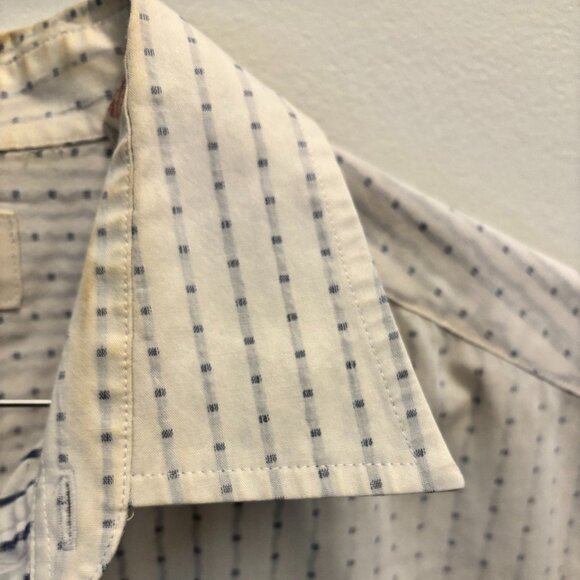 Original Penguin Classic Fit Men's Button Down Shirt - White/Blue Dotted Print L - Picture 3 of 4
